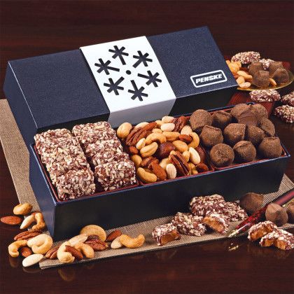 Custom Navy Snowflake Wrapped Gift Box Custom Navy Snowflake Wrapped Gift Box