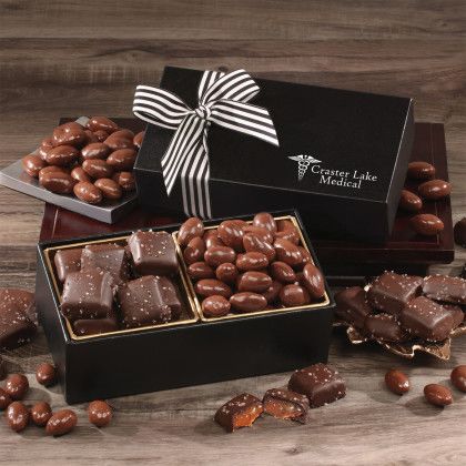 Custom Chocolate Splendor with Chocolate Sea Salt Caramels & Chocolate Covered Almonds