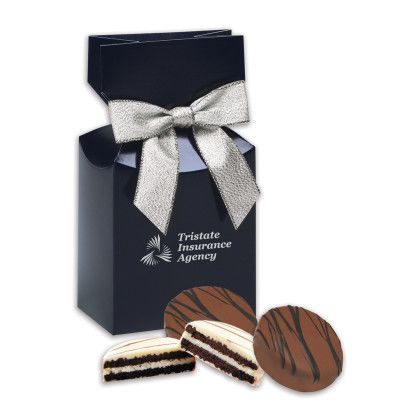 Custom Chocolate Covered Oreo Cookies in Navy Premium Delights Gift Box Custom Chocolate Covered Oreo Cookies in Navy Premium Delights Gift Box