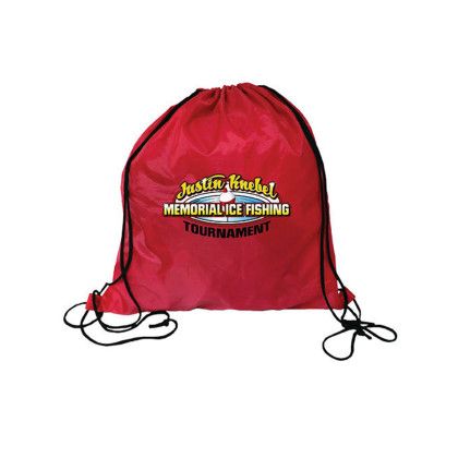 Custom RPET Drawstring Backpack, Full Color Digital - Red
