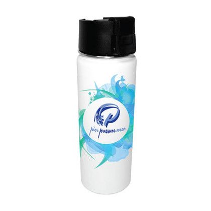 Custom Halcyon 20 oz. Sport Bottle w/ Push Button Lid, Full Color Digital - White