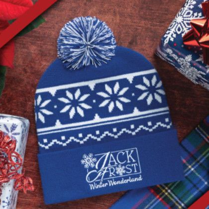 Snowflake Design Knit Hat with Custom Embroidery