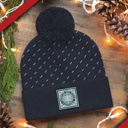 Custom Embroidered Diagonal Design Knit Hat with Cuff