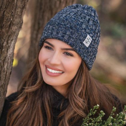 Embroidered Sustainable Polylana Knit Hat with Cuff