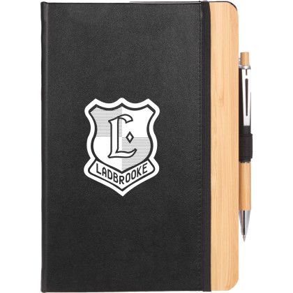Custom 5.5" x 8.5" FSC Recycled Kia Bamboo Journal - Black