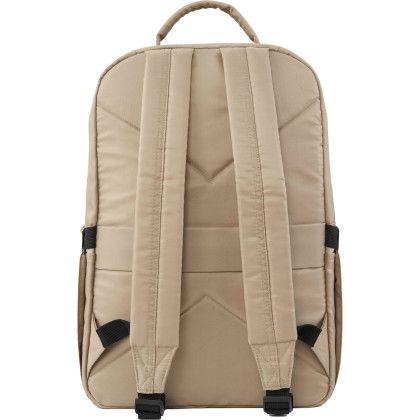 Custom Daybreak Recycled 15" Laptop Backpack - Tan - Back
