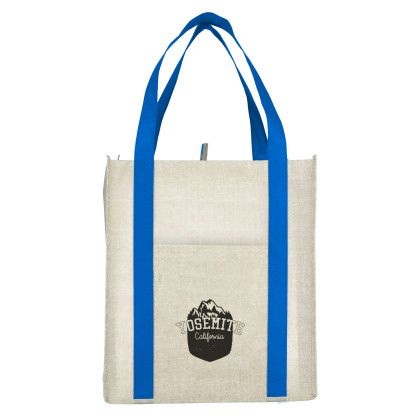 Custom Neptune Recycled Non-Woven Grocery Tote - Royal