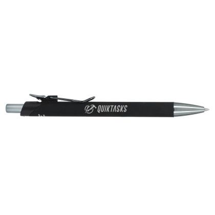 Custom Metallic Recycled Aluminum Soft Touch Gel Pen - Black