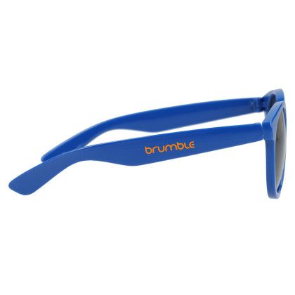 Custom Rhodri Recycled Round Sunglasses - Blue - Side View Custom Rhodri Recycled Round Sunglasses - Blue - Side View