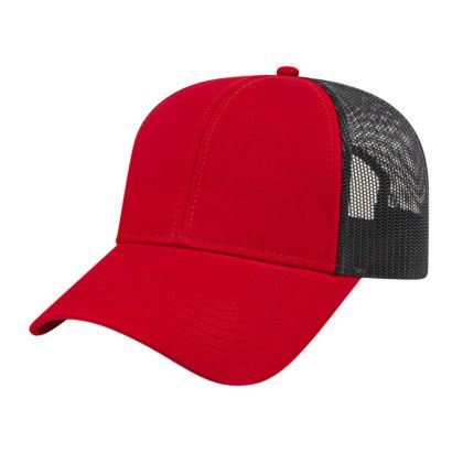 Custom Cap America Two-Tone Trucker Mesh Back Cap - Red/Black