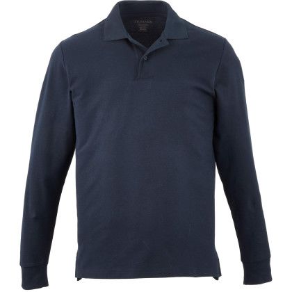 Custom Men's PALO Long Sleeve 100% Cotton Pique Polo - Navy