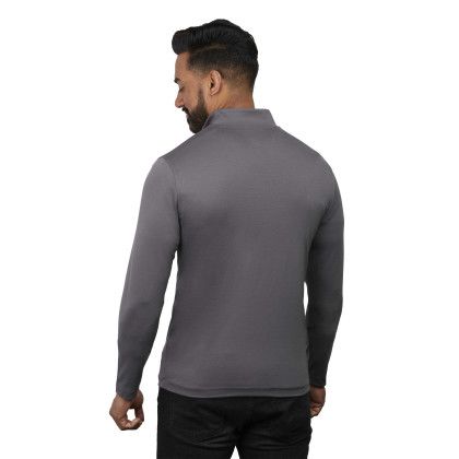 Custom Men's IZU EVERYTHING PERFORMANCE Eco Quarter Zip - Charcoal - Back Custom Men's IZU EVERYTHING PERFORMANCE Eco Quarter Zip - Charcoal - Back