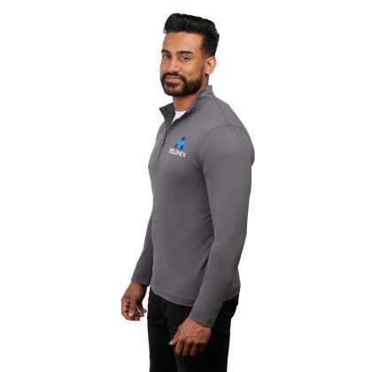 Custom Men's IZU EVERYTHING PERFORMANCE Eco Quarter Zip - Charcoal - Side Custom Men's IZU EVERYTHING PERFORMANCE Eco Quarter Zip - Charcoal - Side
