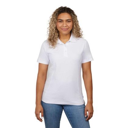 Custom Women's PALO Short Sleeve 100% Cotton Pique Polo - White