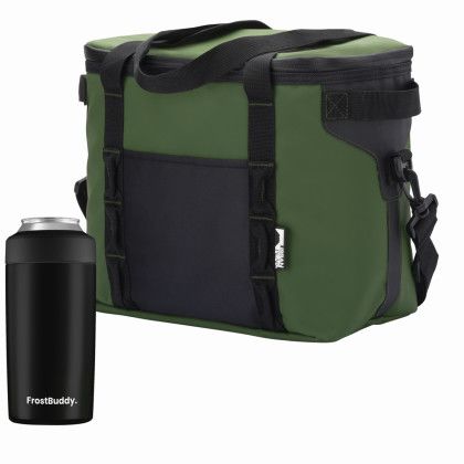Custom Urban Peak 12 Can Hinge Cooler - Frost Buddy Koozie Gift Set - Green