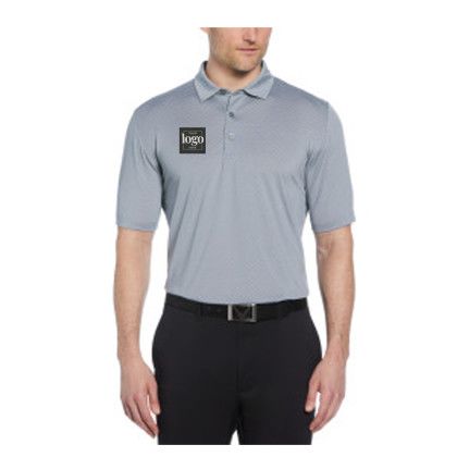 Custom Callaway Men's All-Over Stitched Chev Polo Shirt - Tradewinds Gray with Logo Embroidery