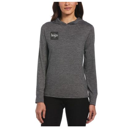 Custom Ladies Soft Touch Hoodie - Black Heather with Logo Embroidery