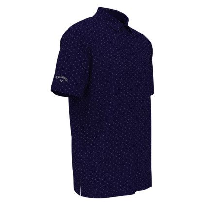 Custom Callaway Micro Chev Print Polo - Peacoat Navy - Side View with Callaway Logo