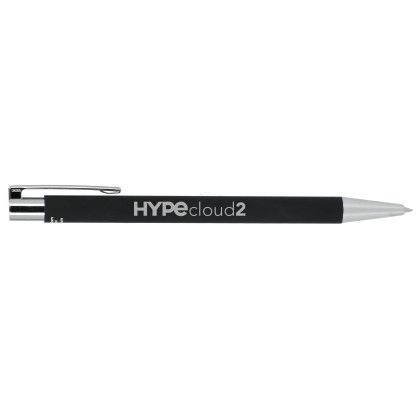 Custom Maxi Recycled Aluminum Soft Touch Gel Pen - Black