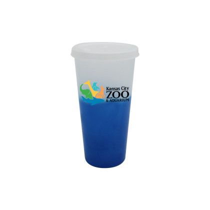 Custom Mood 26 oz. Tumbler with Lid, Full Color Digital - Frosted/Blue