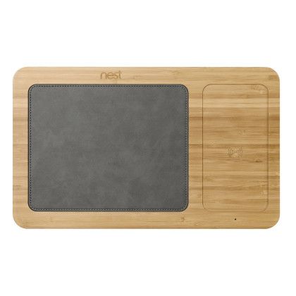 Custom Auden Bamboo Wireless Charging Mouse Pad - Bamboo 