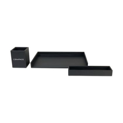 Custom Easton 3 Piece Desktop Organizer Set - Black
