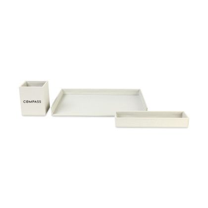 Custom Easton 3 Piece Desktop Organizer Set - Light Grey 