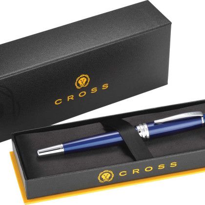 Custom Cross Bailey Blue Lacquer Roller Ball in Gift Box Custom Cross Bailey Blue Lacquer Roller Ball in Gift Box