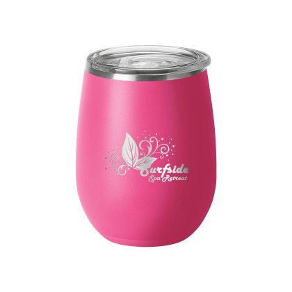 Custom Swig 14 oz. Matte Stemless Wine Cup, Premium Laser Engraved - Matte Hot Pink
