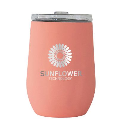 Custom Vinglace 10 oz. Stemless Wine Tumbler, Premium Laser Engraved - Coral Orange