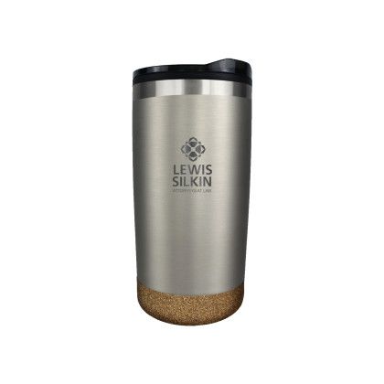 Custom Halcyon 20 oz. Cork Bottom Tumbler, Premium Laser Engraved - Silver