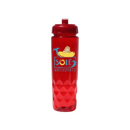 Custom 24 oz. Recycled PET Bottle with Push 'n Pull Cap, Full Color Digital - Transparent Red