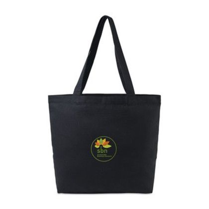 Custom AWARE Recycled Cotton Shopper Tote Bag with Interior Zip Pocket - Black Custom AWARE Recycled Cotton Shopper Tote Bag with Interior Zip Pocket - Black