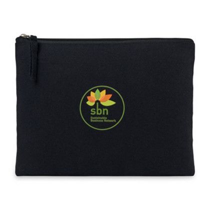 Custom AWARE Recycled Cotton Zippered Pouch- Black