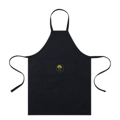 Custom AWARE Recycled Cotton Bib Front Apron With Pocket - Black