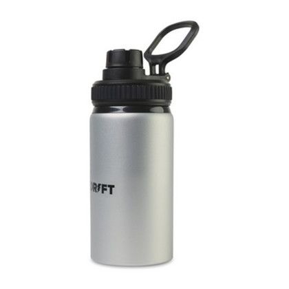 Custom Jett Aluminum Chug Lid Hydration Bottle - 16 Oz. - Silver - Side View with Handle Up