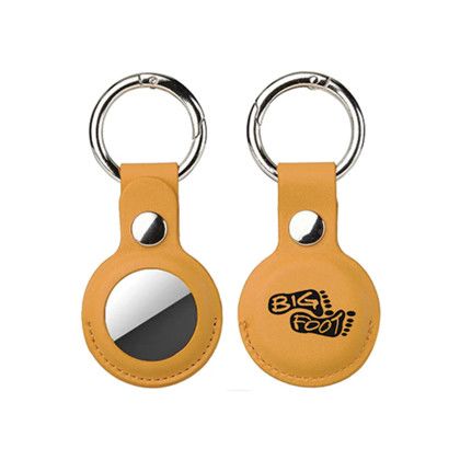 Custom Protective Leather Case for Apple Air Tag - Yellow