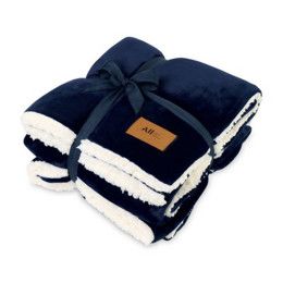 Custom Mink Sherpa Blanket - Navy 