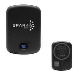 Custom 15W Mag Max Wireless Charger Power Bank - Black - Front & Back