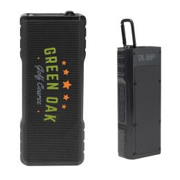 Custom Magnetic Speaker With Carabiner - Black - Front and Back