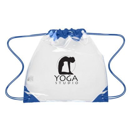 Custom Touchdown Clear EVA Drawstring Backpack - Clear/Royal Blue