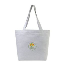 Custom AWARE Recycled Cotton Shopper Tote Bag with Interior Zip Pocket - Light Grey