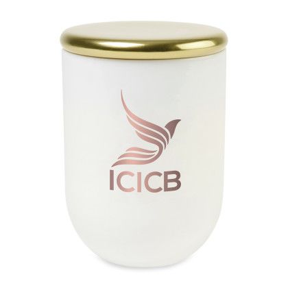 Custom Be Home Cora Blown Glass Candle - White/Fresh Bamboo 