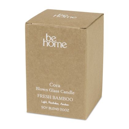 Custom Be Home Cora Blown Glass Candle - White/Fresh Bamboo - In Box
