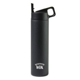 Custom MiiR Vacuum Insulated Wide Mouth Leakproof Straw Lid Bottle - 20 Oz. - Black Powder