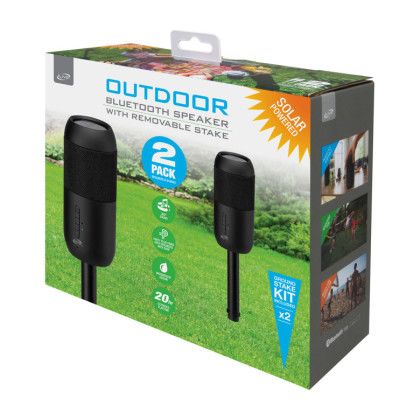 Custom iLive Indoor and Outdoor Bluetooth Solar Speakers - Black - box