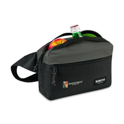 Custom Igloo Fundamentals Hip Pack Cooler - Black-Dark Grey zipper top  - Added Fee for Multiple Imprint Colors