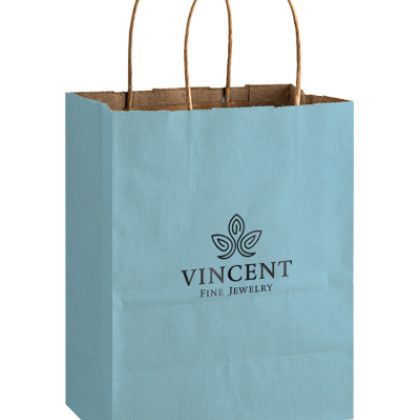 Matte Colored Shopping Bag with Gusset - Foil Stamp - Country Blue Matte Colored Shopping Bag with Gusset - Foil Stamp - Country Blue