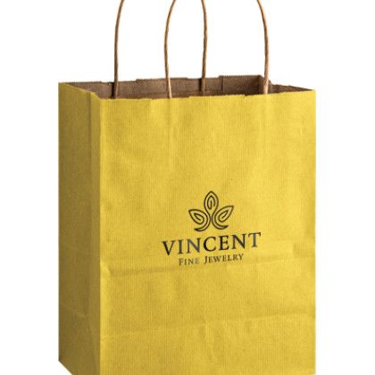 Matte Colored Shopping Bag with Gusset - Foil Stamp - Yellow Matte Colored Shopping Bag with Gusset - Foil Stamp - Yellow