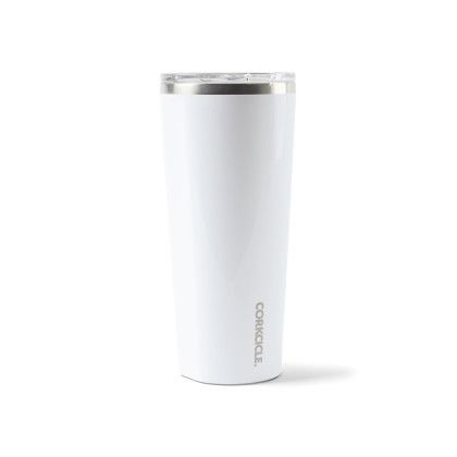 Custom CORKCICLE Tumbler 24 Oz. - Gloss White  - Back with Corkcicle Logo